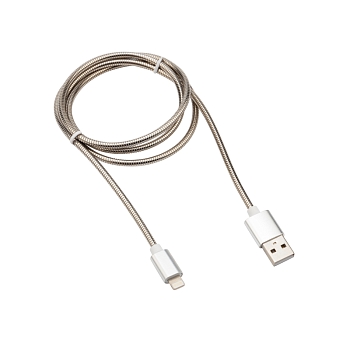 Кабель USB-A – Lightning для Apple, 2A, 1м, в матовой стальной оплетке REXANT