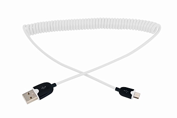 Кабель USB-A – micro USB, 2,4А,  1м, белый, витой REXANT