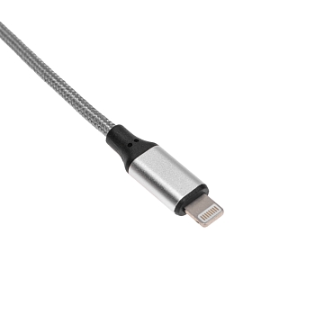 Кабель USB-A – Lightning для Apple, 2,4А, 1м, нейлон, серый REXANT