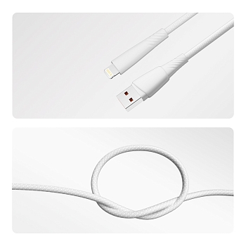 Кабель USB-A – Lightning для Apple, 2,4А, 1м, в белой нейлоновой оплетке REXANT