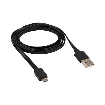 Кабель USB-A – micro USB, 2,4А, 1м, ПВХ, черный REXANT
