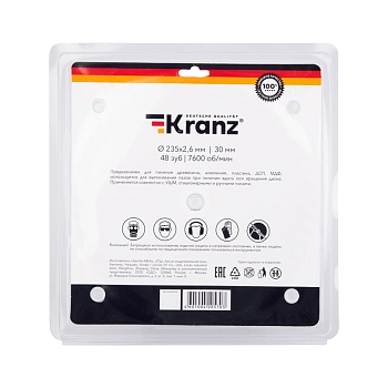Диск пильный 235 мм х 48 зуб х 30 мм KRANZ