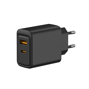 Сетевое зарядное устройство с портами USB-A и USB-C, 30Вт, черное REXANT