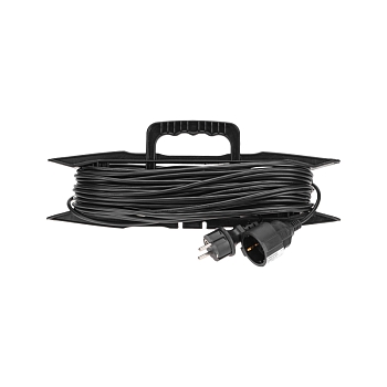Удлинитель-шнур на рамке ПВС 3х0,75мм², 30м, с/з, 6А, 1300Вт, IP20, черный PROconnect