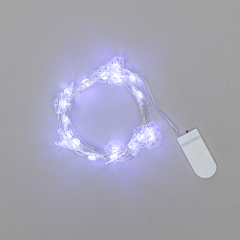 Гирлянда светодиодная Снежинки, 2м, 20LED, БЕЛЫЙ, IP20, 2хCR2032 в комплекте NEON-NIGHT