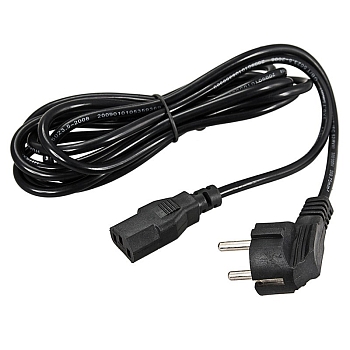 Шнур сетевой, вилка угловая СЕЕ 7/7(Schuko) - разъем IEC 320 C13, кабель 3x0,75 мм², длина 3 метра (PE пакет) REXANT