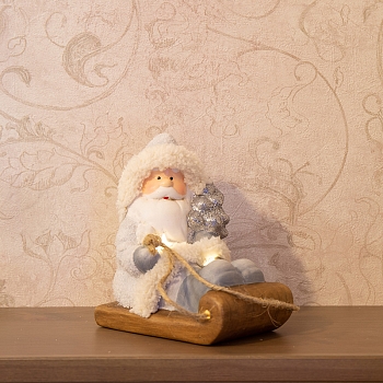 Керамическая фигурка Дед Мороз на санях 13x9,5x14 см