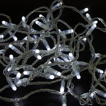 Гирлянда светодиодная Нить 10м 200 LED БЕЛЫЙ прозрачный ПВХ IP65 постоянное свечение 230В соединяется нужен блок 303-500-1 NEON-NIGHT