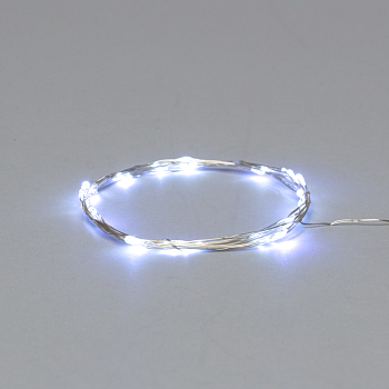 Гирлянда светодиодная Роса 2м, 20LED, БЕЛЫЙ, IP20, тонкий батарейный блок, 2хCR2032 в комплекте NEON-NIGHT