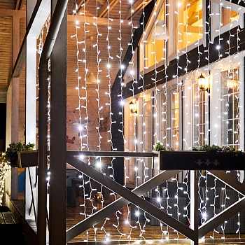 Гирлянда светодиодная Занавес 2х3м 448 LED БЕЛЫЙ прозрачный ПВХ IP65 постоянное свечение 230В нужен блок 303-500-1 NEON-NIGHT