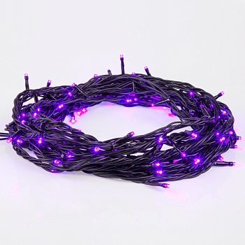 Гирлянда Нить управляемая 10м 100 LED ФИОЛЕТОВЫЙ черный ПВХ IP65 свечение с динамикой 230В контроллер в комплекте NEON-NIGHT