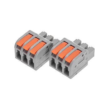 Клемма СМК 222-423R проходная разъемная 3 полюса серая 0,2-2,5/4мм² (40 шт/уп) REXANT