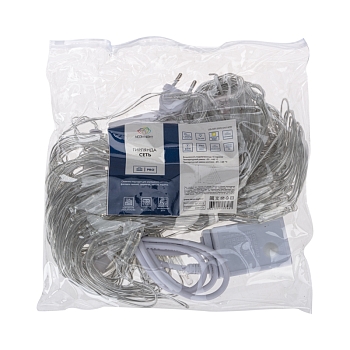 Гирлянда светодиодная Сеть треугольная 1,5х2х2м 136 LED ТЕПЛЫЙ БЕЛЫЙ прозрачный ПВХ IP65 свечение с динамикой 230В контроллер в комплекте NEON-NIGHT