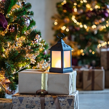 Декоративный фонарь 11х11х22,5 см, черный корпус, теплый белый цвет свечения с эффектом пламени свечи NEON-NIGHT