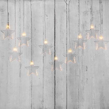 Гирлянда светодиодная Звезды 1,5х0,6 м, прозрачный провод, теплый белый свет свечения NEON-NIGHT