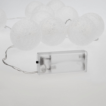 Тайские фонарики Пломбир 1.5 м, 10 LED, прозрачный ПВХ, цвет свечения теплый белый, 2 х АА (батарейки не в комплекте) NEON-NIGHT
