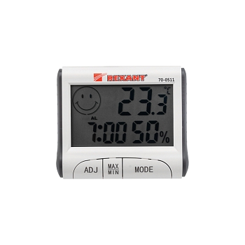 Термогигрометр комнатный с часами и функцией будильника REXANT