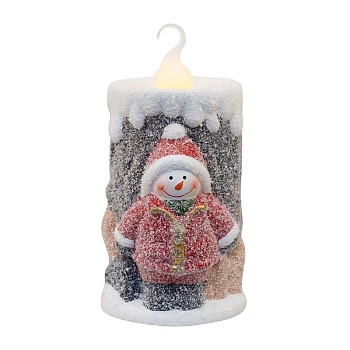 Керамическая фигурка Свечка со снеговиком 10,5х9х17,6 см