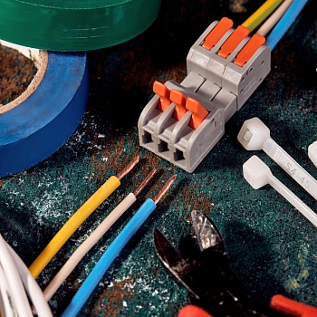 Клемма СМК 222-423R проходная разъемная 3 полюса серая 0,2-2,5/4мм² (40 шт/уп) REXANT