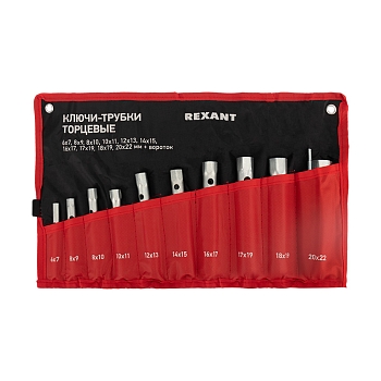 Набор ключей-трубок торцевых 6х22мм, вороток, оцинкованные, 10 шт REXANT
