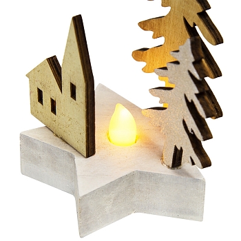 Деревянная фигурка с подсветкой Домик в лесу 9x8x10 см