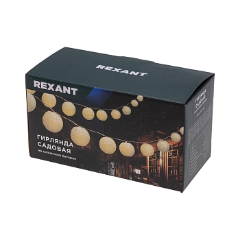 Гирлянда садовая Денг, 335см, 3000К, встроенный аккумулятор, солнечная панель, коллекция Пекин REXANT