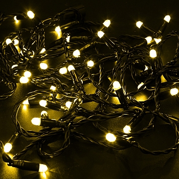 Гирлянда светодиодная Нить 10м 100 LED ЖЕЛТЫЙ черный ПВХ IP65 эффект мерцания 230В соединяется нужен блок 303-500 NEON-NIGHT