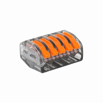 Универсальная клемма СМК 222-415, 5-проводная прозрачная 0,08-2,5/4 мм² (блистер 5 шт./уп.) REXANT