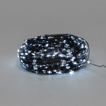 Гирлянда светодиодная Роса с контроллером 50м, 500LED, БЕЛЫЙ, IP20, 230В, зеленый провод NEON-NIGHT