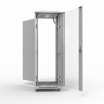 Шкаф напольный 19" серии Standart 42U 800х1000мм, передняя дверь стекло, задняя дверь металл, RAL 7035 (состоит из 2 частей) REXANT