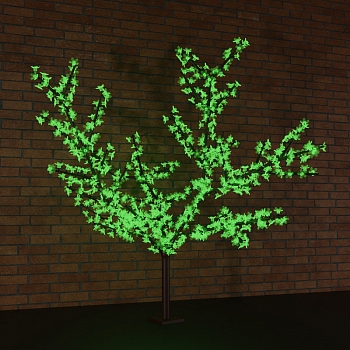 Светодиодное дерево Сакура, высота 3,6м, диаметр кроны 3,0м, зеленые светодиоды, IP 65, понижающий трансформатор в комплекте, NEON-NIGHT