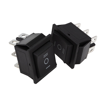 Переключатель клавишный 250В 15А (6с) (ON)-OFF-(ON) черный с нейтралью б/фикс REXANT