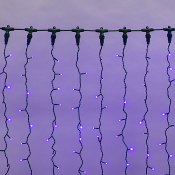 Гирлянда светодиодная Занавес 2х1,5м 360 LED СИНИЙ черный ПВХ IP54 свечение с динамикой 230В блок в комплекте NEON-NIGHT