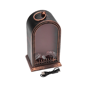 Светодиодный камин Фьюжн с эффектом живого огня 14,7x11,7x25 см, батарейки 2хС (не в комплекте) USB, бронзовый