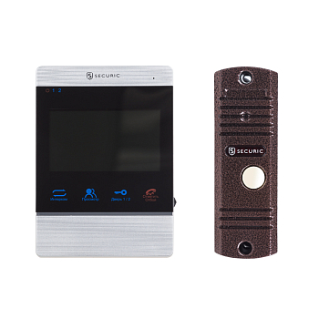 Цветной монитор видеодомофона 4,3" формата AHD (модель AC-332) в комплекте с вызывной видеопанелью с кнопкой SECURIC