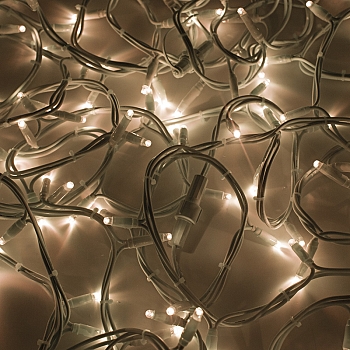 Гирлянда светодиодная Нить 20м 200 LED ТЕПЛЫЙ БЕЛЫЙ белый каучук IP67 постоянное свечение 230В соединяется нужен блок 315-001 NEON-NIGHT