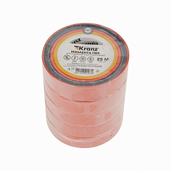 Изолента ПВХ 0,13х19мм, 25м, красная KRANZ