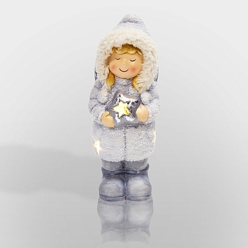Керамическая фигурка Снегурочка со звездой 7,5x7,5x18 см