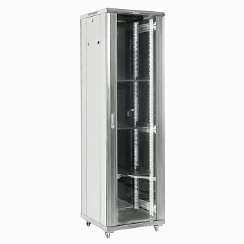 Напольный шкаф 19" 42U 600×800×2054 (ШxГxВ), дверь стекло, металлическая задняя дверь, боковые съемные стенки, RAL 7035 REXANT