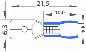 Клемма плоская изолированная РПи-п 2.5-(6.3)/РпИп 2-6-0,8 штекер 6.3 мм 1.5-2.5 мм² синяя REXANT
