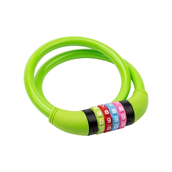 Замок тросовый кодовый взломостойкий для велосипедов и колясок 65см зеленый ЧЕТЫРЕ СЕЗОНА