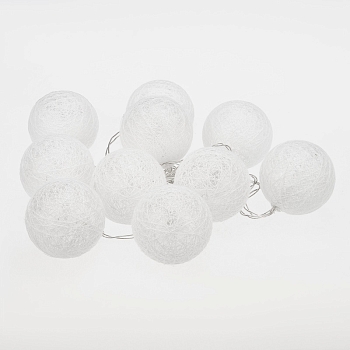 Тайские фонарики Пломбир 1.5 м, 10 LED, прозрачный ПВХ, цвет свечения теплый белый, 2 х АА (батарейки не в комплекте) NEON-NIGHT