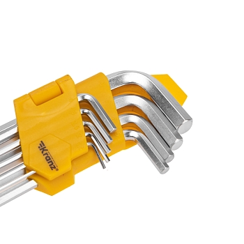 Набор ключей имбусовых HEX KRANZ 1,5-10 мм, CrV, 9 шт., удлиненные, с шаром