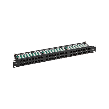 Панель коммутационная высокой плотности с кабельными органайзерами 19", 1U, 48 портов, UTP, RJ-45, CAT 5e REXANT PRO