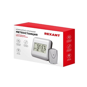 Термометр электронный S3341BF с часами и беспроводным выносным датчиком REXANT