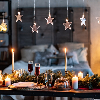 Гирлянда светодиодная Звезды 1,5х0,6 м, прозрачный провод, теплый белый свет свечения NEON-NIGHT