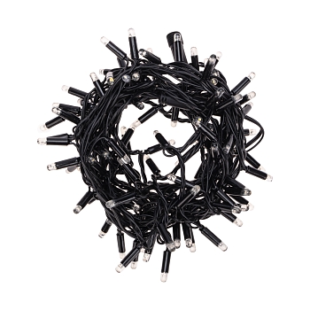 Гирлянда светодиодная Нить 10м 100 LED ТЕПЛЫЙ БЕЛЫЙ черный ПВХ IP65 эффект мерцания 24В соединяется NEON-NIGHT нужен трансформатор 531-100/531-311/531-312