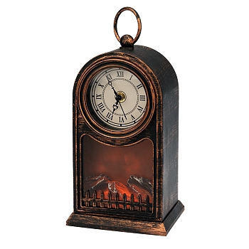 Светодиодный камин Старинные часы с эффектом живого огня 14,7x11,7x25 см, бронза, батарейки 2хС (не в комплекте) USB NEON-NIGHT