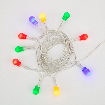 Гирлянда светодиодная Шарики 1,5 м, 10 LED, прозрачный ПВХ, цвет свечения мультиколор, 2 х АА (батарейки не в комплекте) NEON-NIGHT