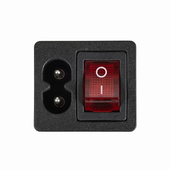Выключатель клавишный 250 V 6 А (4с) ON-OFF красный с подсветкой и штекером C8 2PIN  REXANT